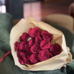 Mia | 20 red roses with farmers market style brown wrapping